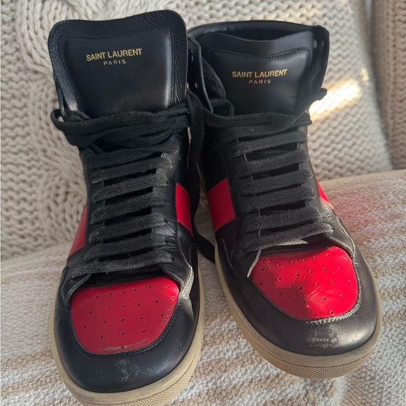 Saint Laurent Black and Red Sneakers - Picture 1 of 3